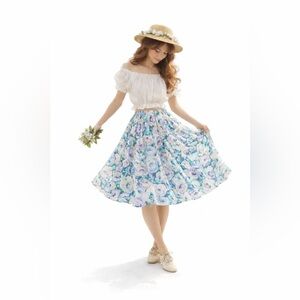 Brittany Nicole II Vintage Floral / Polka Dot Midi Skirt - Women’s Size 20 - 2XL